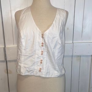 NEW By Anthropologie White Button Vest Top
